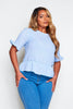 Sky Blue Sheer Button Back Woven Top