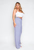 Grey Jersey Ruched Waist Wide Leg Trousers