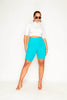 Turquoise Cotton Panelled Cycling Shorts