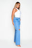 Mid Blue Distressed Straight Leg Jeans