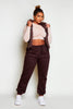 Recycled Chocolate Brown Pocket Thigh Casual Joggers
