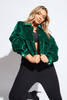 Emerald Green Cord Cropped Oversize Popper Jacket