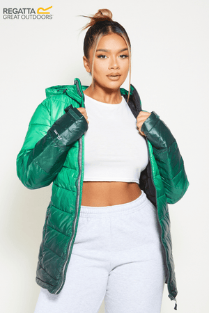 Regatta Green Hooded Puffer Jacket