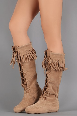 moccasin lace up boots
