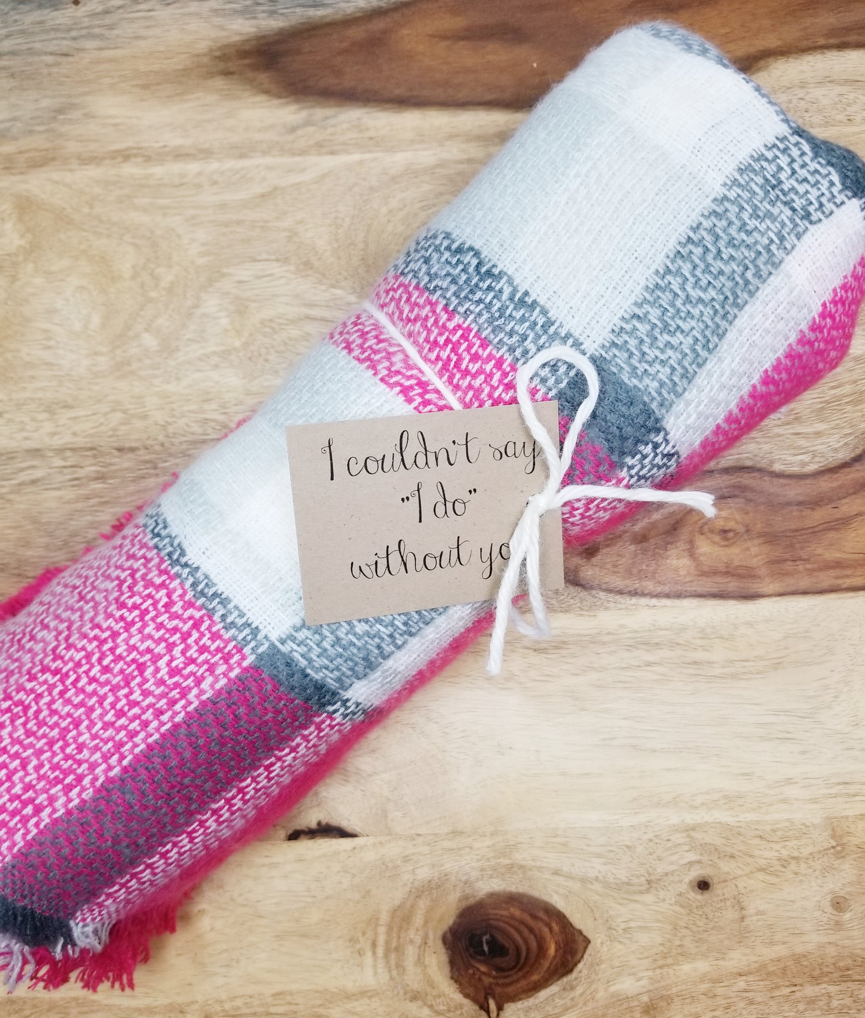 Personalized Plaid Blanket Scarf For Your Bridesmaid Proposal Box