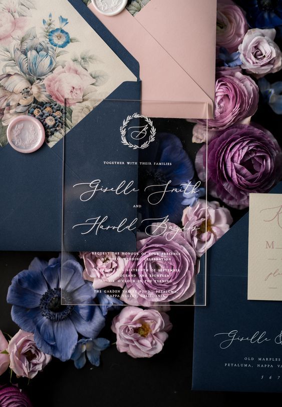 Floral Acrylic Wedding Invitations