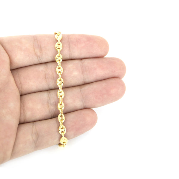 10K YELLOW 2.0mm FLAT MARINER LINK CHAIN ANKLET