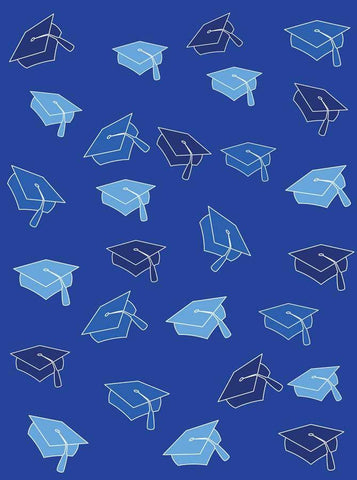 GRAD HATS GRADUATION BLUE BACKDROP