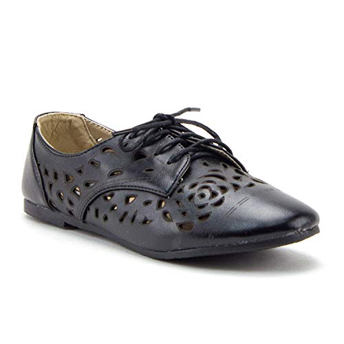 women lace up perforated oxfords shoes