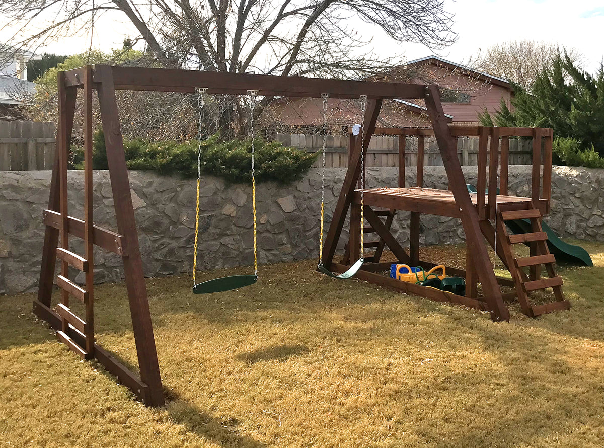 simple wooden swing set