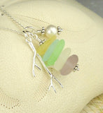 Swarovski Crystal Pearl Necklace GENUINE Sea Glass Necklace In Pastels Very RARE Colors Sterling Coral
