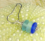 Custom Something Blue Beach Bridal Accessory GENUINE Sea Glass Jewelry Wedding Ocean Fob Pin