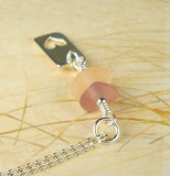 Eco Friendly Sterling Silver Heart Necklace GENUINE Sea Glass Jewelry Pink And Purple