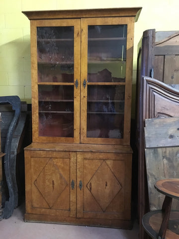 Antique Fruitwood Glass Top Cabinet