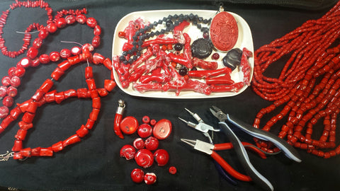 Jan's stash of coral beads