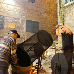 Massimo helps roast chestnuts