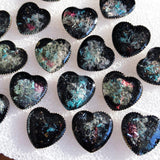 handmade resin heart post earrings black opal rhonda chase design
