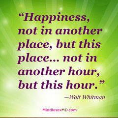 "Happiness, not in another place, but this place... this hour."
