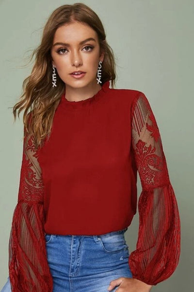 Lala Lace Top- Red