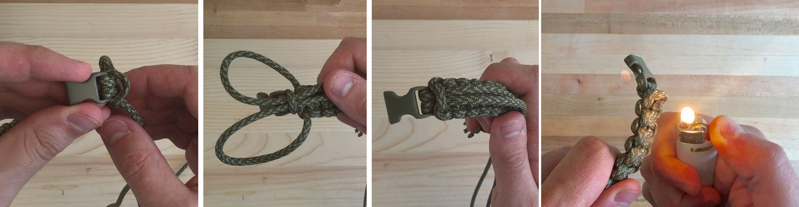 How to tie the finishing knot of a paracord survival bracelet