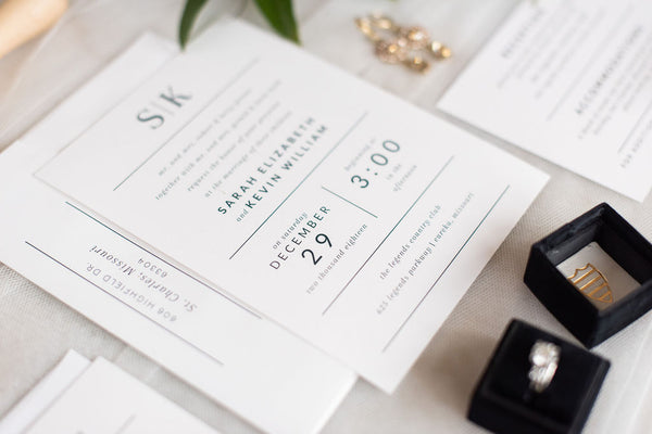 minimalist wedding invitation invited by lamaworks simple green
