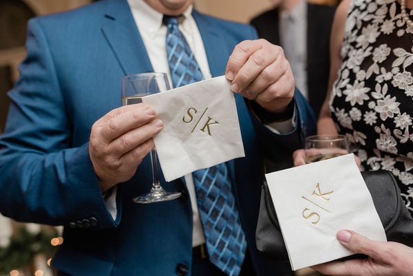 Wedding Napkin Reception monogram napkins gold foil