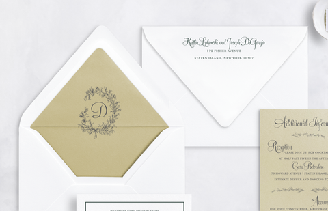 custom crest monogram envelope liner