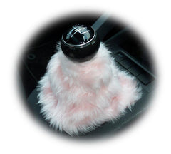 Cute Baby pink fluffy fuzzy gear stick gaiter cover - Poppys Crafts