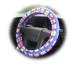 multi-coloured Campervan cotton car steering wheel cover - Poppys Crafts