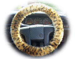 Cheetah print fuzzy car steering wheel cover - Poppys Crafts