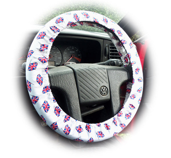 London Calling Union Jack flags cotton car steering wheel cover - Poppys Crafts