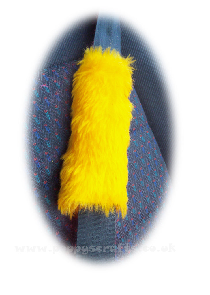 Fuzzy faux fur Marigold car seatbelt pads 1 pair furry and fluffy - Poppys Crafts