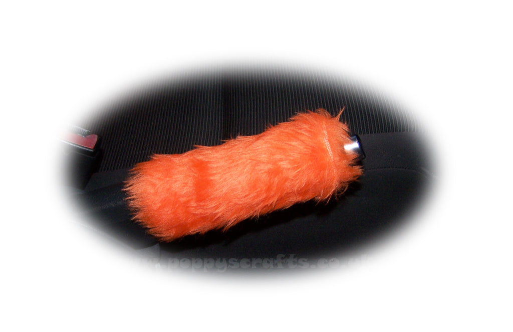 Fuzzy faux fur Tangerine Orange Handbrake cover cute - Poppys Crafts