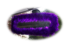 Dark Purple fuzzy steering wheel cover with cute matching rear view mirror cover - Poppys Crafts