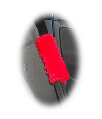 1 pair of Fuzzy faux fur red seatbelt pads - Poppys Crafts