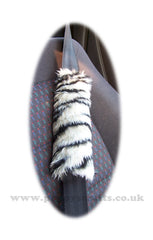 White Tiger Stripe fuzzy seatbelt pads 1 pair - Poppys Crafts