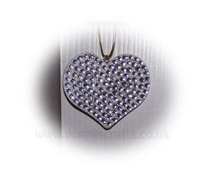 Pretty Silver sparkly gem heart mirror hanging - Poppys Crafts
