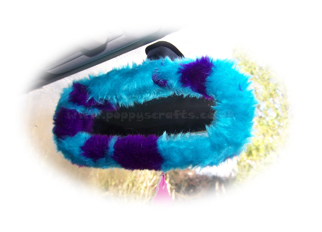 Sully Spot monster faux fur rear view interior mirror cover - Poppys Crafts