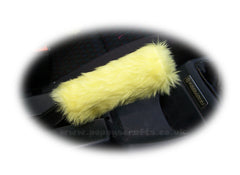 Large 7 Piece Yellow fluffy car accessories set faux fur - Poppys Crafts
