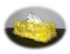 Yellow Fluffy faux fur Rectangular Tissue Box Cover - Poppys Crafts