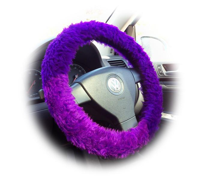 Purple fluffy steering wheel cover