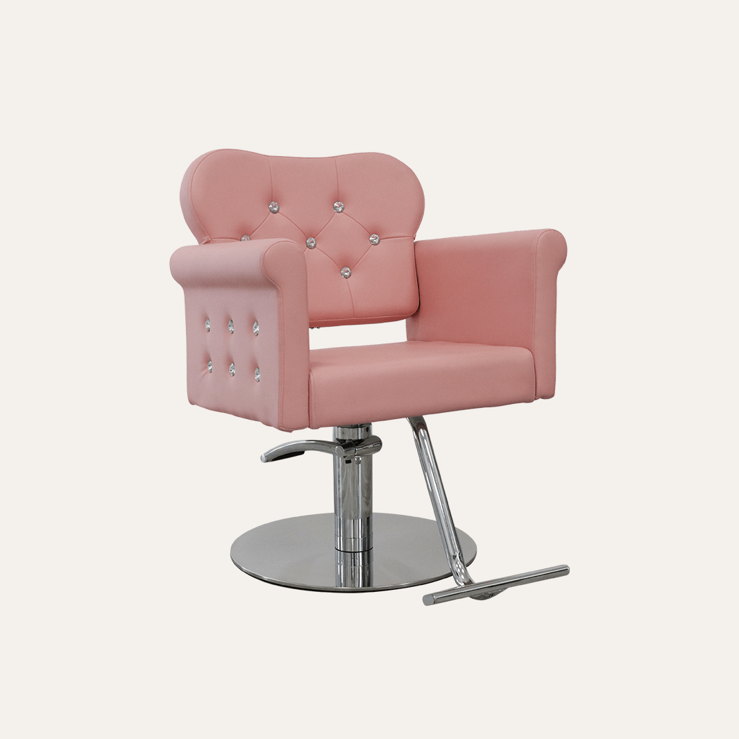 pink reclining salon chair