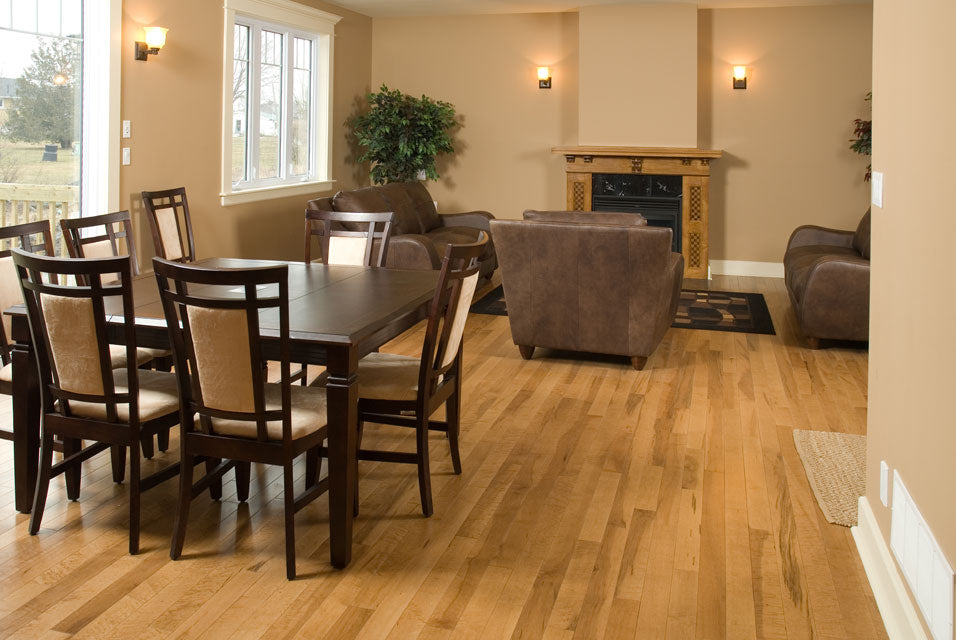 birdseye maple flooring in a medium tone