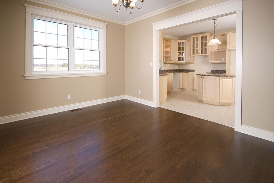 Dark REd Oak Flooring in a new home