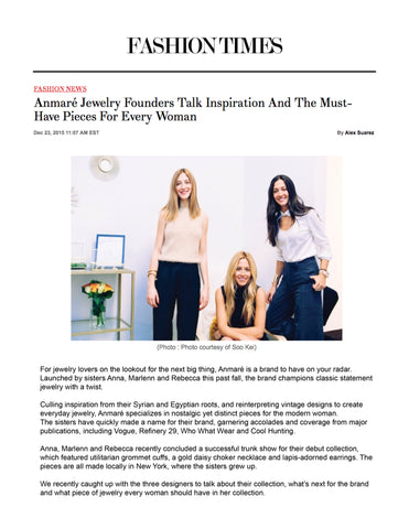 Anmaré Interview with FashionTimes.com