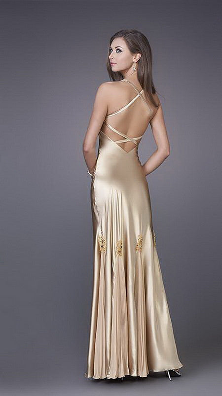 golden satin dress