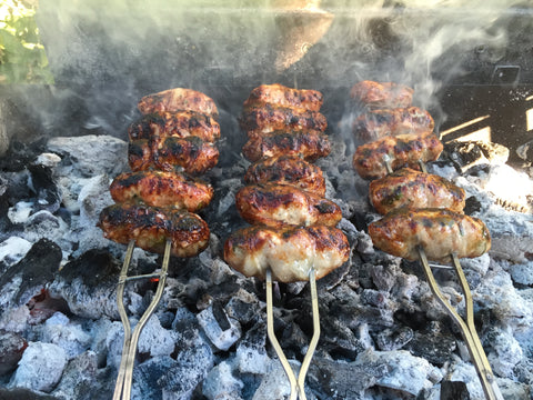 Sheftalia Cyprus sausage on a Cyprus BBQ