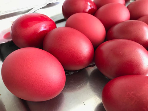 Traditional Greek Orthodox red eggs for the Easter Celebrations
