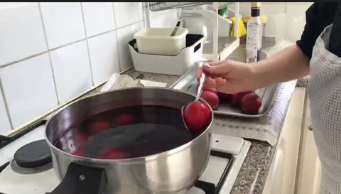 Traditional Orthodox Greek Easter Dyeing Red Eggs