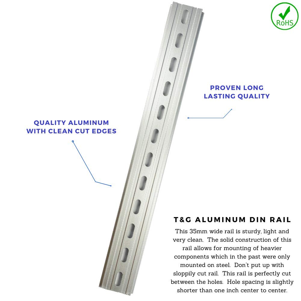 1 Piece DIN Rail Slotted Aluminum RoHS 12" Inches Long 35mm Wide 7.5mm High